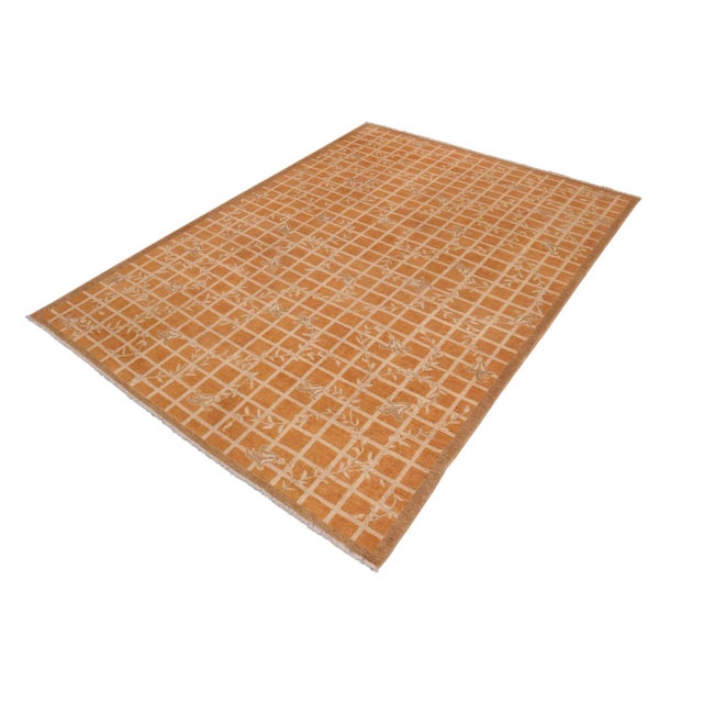 Contemporary 1990s 1990s Sun Faded Orange/Brown Hand Knotted Wool Rug For Sale - Image 3 of 10