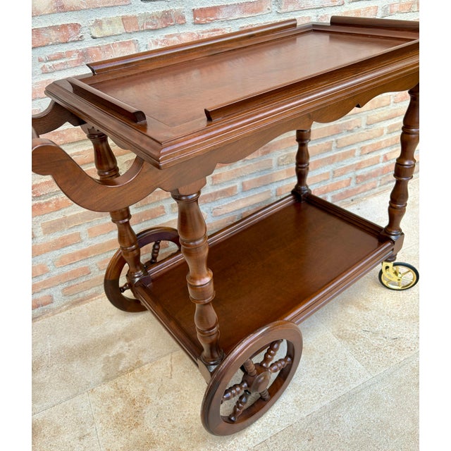 Mid-Century French Wooden Bar Cart Trolley, 1950s For Sale - Image 18 of 18