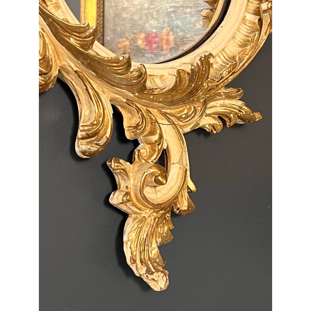 Pair of 19th Century Italian Rococo Style Carved Cream Painted and Giltwood Mirrors For Sale - Image 10 of 15