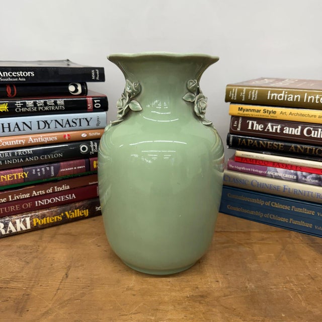 "About This Piece About This Piece This vase captures timeless romance with its elegant celadon glaze and intricate three-...