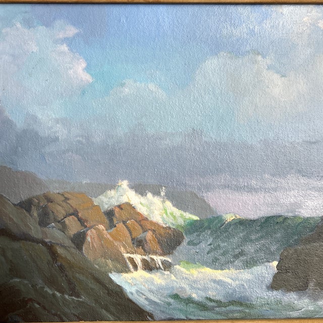 1970’s original impressionist Rocky beach seascape painting. Signed and framed. Measures 16x12 / approximately 21.75x17.75...
