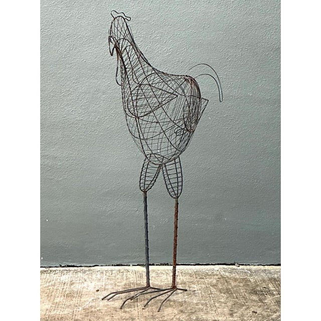 Vintage Iron Wire Rooster Sculpture For Sale - Image 11 of 12