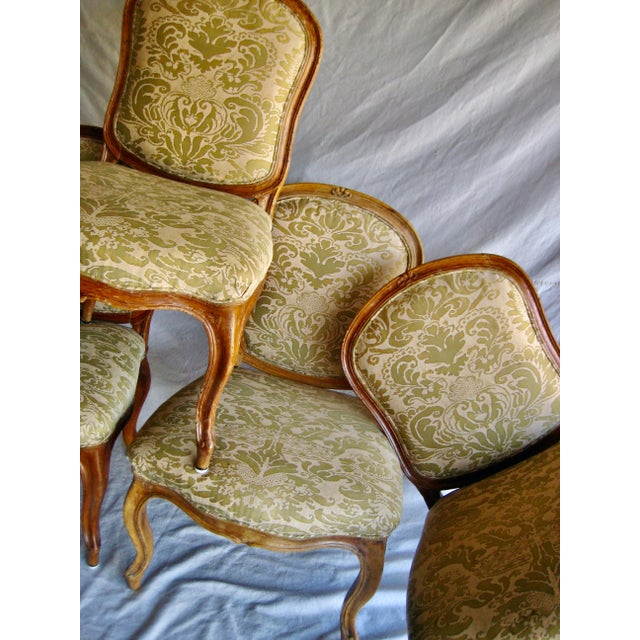 Fortuny Corone Textile on Set of 4 French Louis XV Chairs 18 Century For Sale - Image 12 of 12