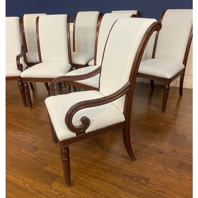 Set of 8 Leighton Hall Mahogany Regency Style Upholstered Dining Chairs For Sale In Atlanta - Image 6 of 12