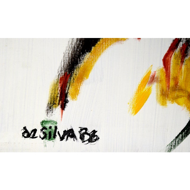 Textile "Bird on a Wire" the Crow - Acrylic on Canvas by Ricardo De Silva For Sale - Image 7 of 8