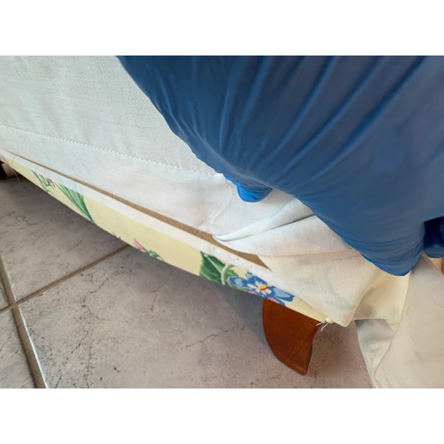 Late 20th Century Henredon Custom Yellow Floral Chintz Upholstered Armchair With Ottoman For Sale - Image 11 of 16