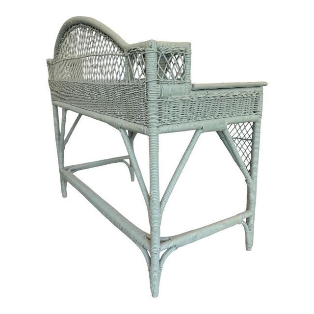 Wood Vintage Woven Rattan Desk For Sale - Image 7 of 11