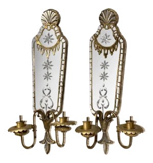 1920s Large Mirror Sconces - Pair