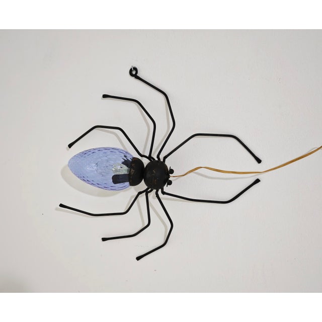 Mid-Century Modern Wall Lamp in Metal and Murano Glass Depicting a Spider, Italy, 1950s For Sale - Image 6 of 17