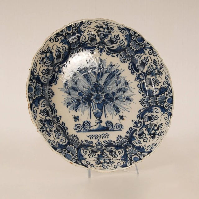 Blue 18th Century Delft Dish Porcelain Ax Dutch Delftware Blue and White Dutch Earthenware Collectors Plate For Sale - Image 8 of 13