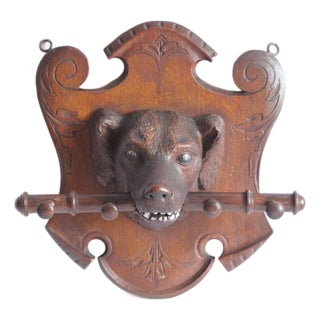 Black Forest Carving of Dog with Stick, Switzerland, 1890s For Sale