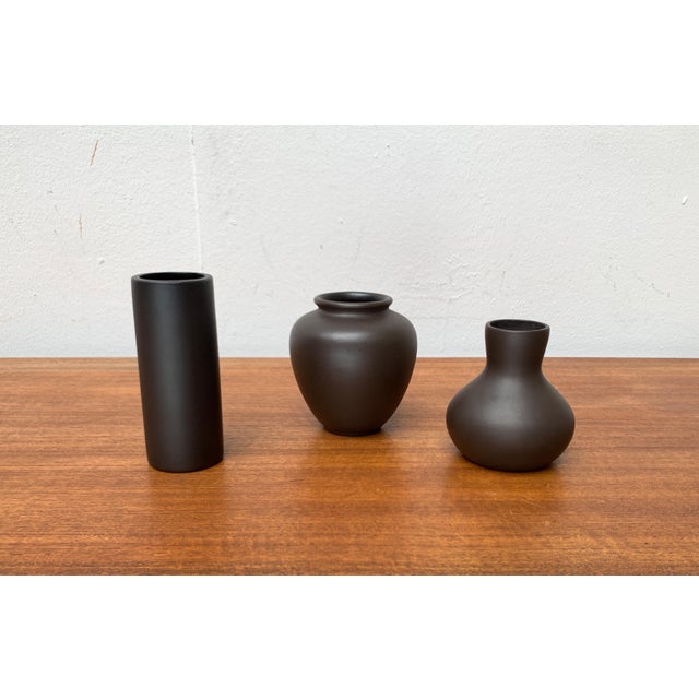 Mid-Century German Minimalist Wormser Terra-Sigillata Pottery Vases, 1960s, Set of 3, in Very Good conditions. Designed...