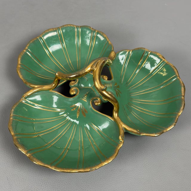 Green Gold Shell Artistic Majolica Centerpiece by CAT G.T, 1960s For Sale - Image 12 of 12