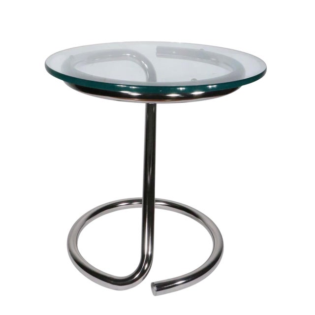 Mid Century Space Age Chrome Base Glass Top Table C. 1960/70's For Sale - Image 11 of 14
