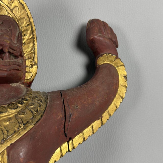 Wooden Sacred Guardian Temple Statue, Thailand, 19th Century For Sale - Image 11 of 14