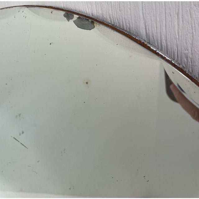 Vintage Art Deco Unframed Round Wood Back Beveled Edge Mirror For Sale In Dallas - Image 6 of 7