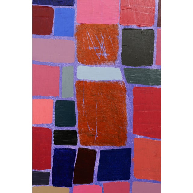 "Squares / Turquoise Purple Orange" Large Abstract Oil Painting by Simon Findlay For Sale - Image 16 of 17
