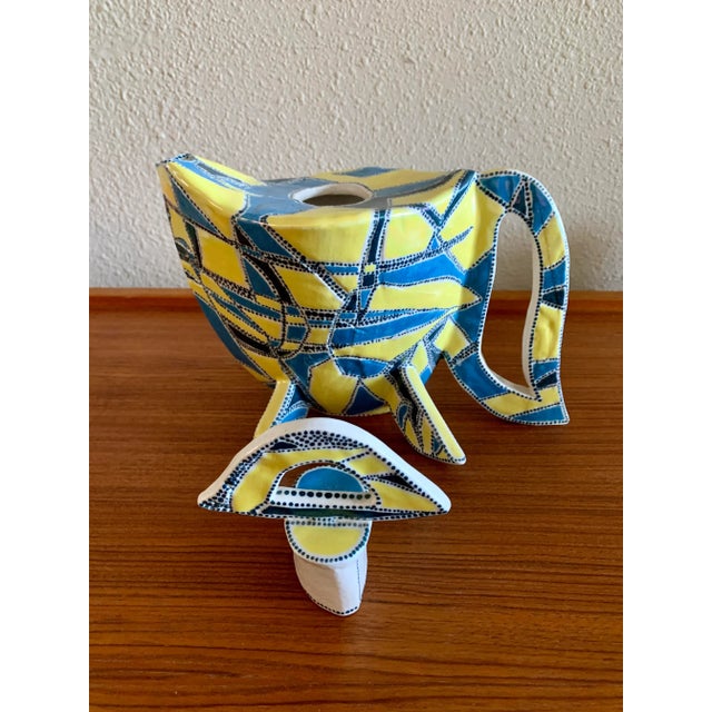 Ceramic Postmodern Memphis Art Pottery Ceramic Tea Set Cups Platter Set - 14 Pieces For Sale - Image 7 of 13