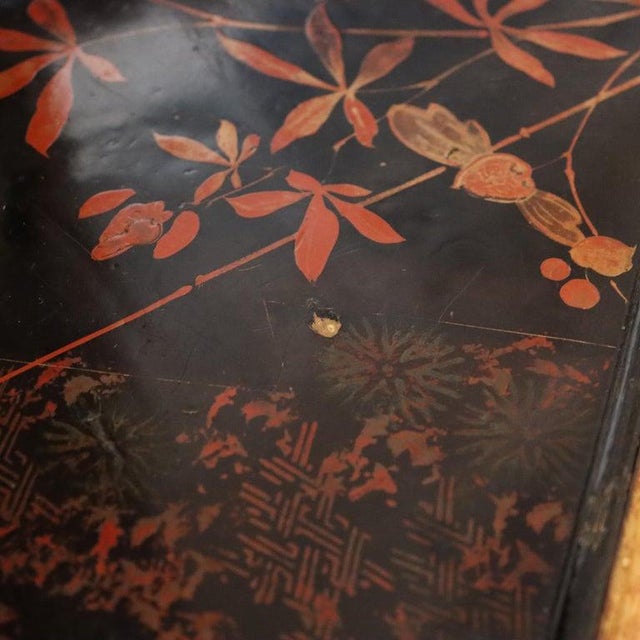 Antique Asian Bamboo Corner Etagere With Floral Leather Tooling & Mirror C1890 For Sale - Image 13 of 16