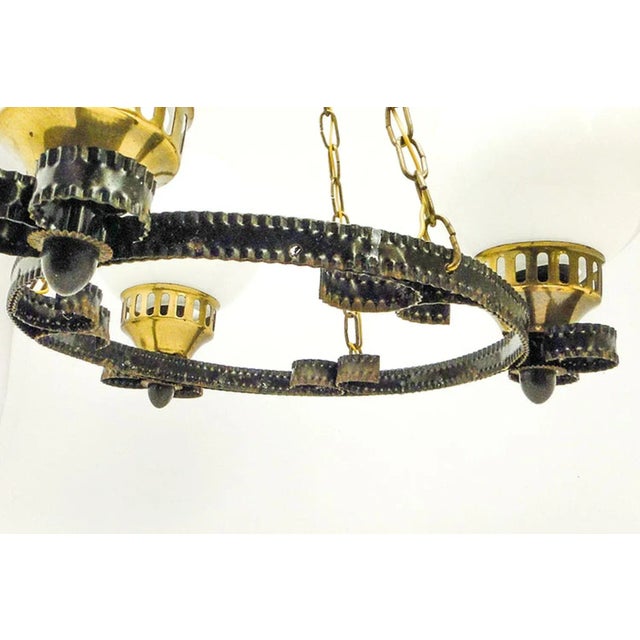 Glass and Steel Ceiling Light, Poland, 1970s For Sale - Image 4 of 11