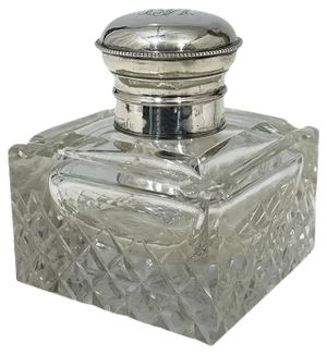 Dutch Clear Crystal with Silver Inkwell, 20th Century