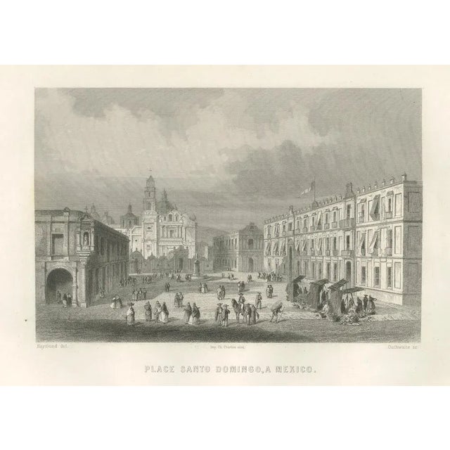 After Raynond, Plaza Santo Domingo, Mexico City, Architectural Illustration, 1867, Engraving For Sale - Image 3 of 10