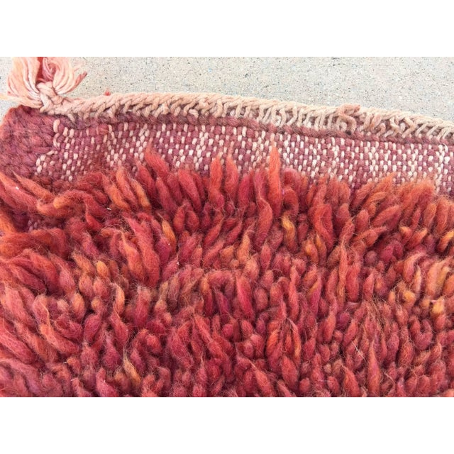 Moroccan Authentic Ethnic Rug Red Shaggy High Pile Wool "Bed of Red Roses" For Sale In Palm Springs - Image 6 of 7