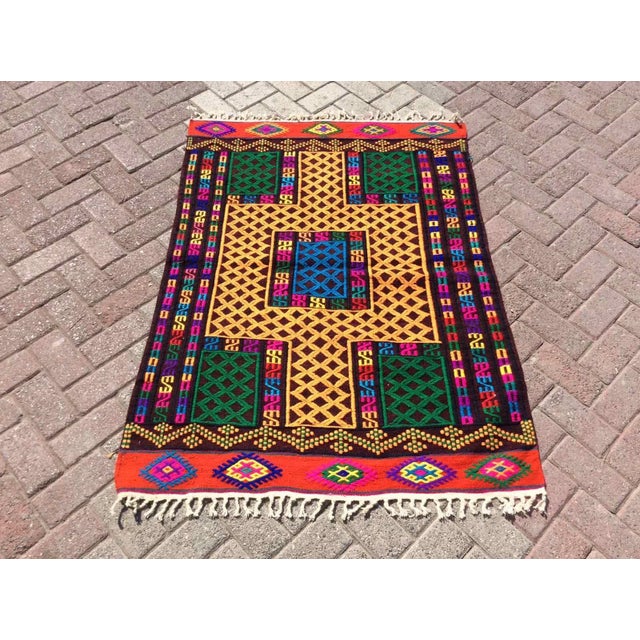 Vintage Turkish Kilim Rug - 40.5" X 57" For Sale - Image 10 of 10