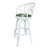 Mid 20th Century Set of Three Coastal White Rattan Swivel Counter Stools Banana Leaves Upholstery For Sale - Image 5 of 6