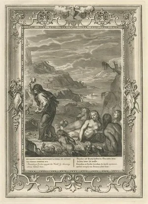 Picart, Deucalion and Pyrrha of Phthia, Thessaly, Greece, 1733, Engraving