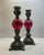 Mid 20th Century Red Faceted Baroque Inspired Candlesticks-a Pair For Sale - Image 9 of 9
