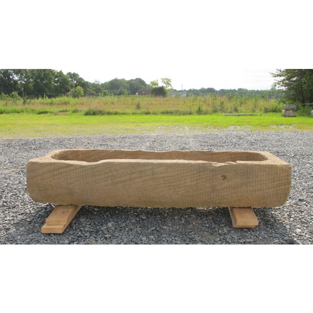 70" Inch Long Hand Chiseled Stone Trough 63 For Sale - Image 10 of 11