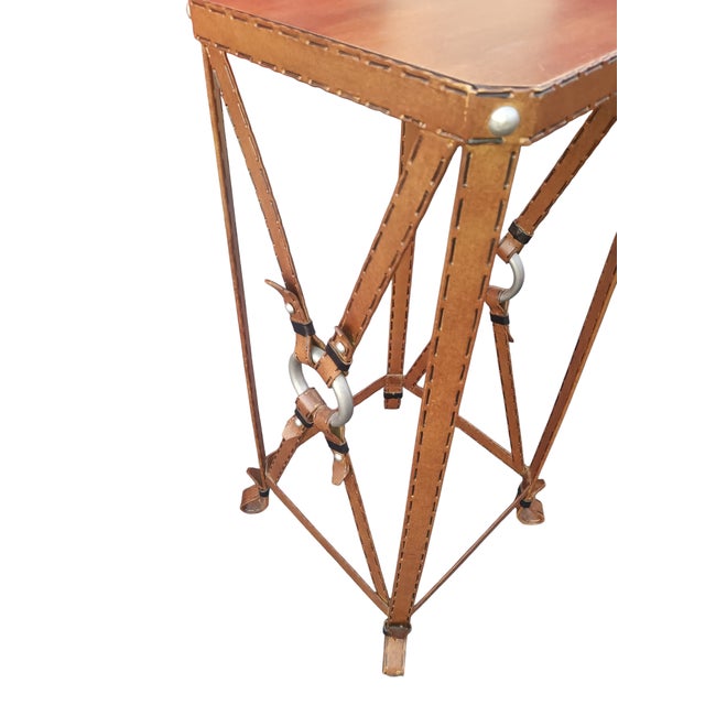 Rustic Rare Adnet Hermès Equestrian Side Table For Sale - Image 3 of 9