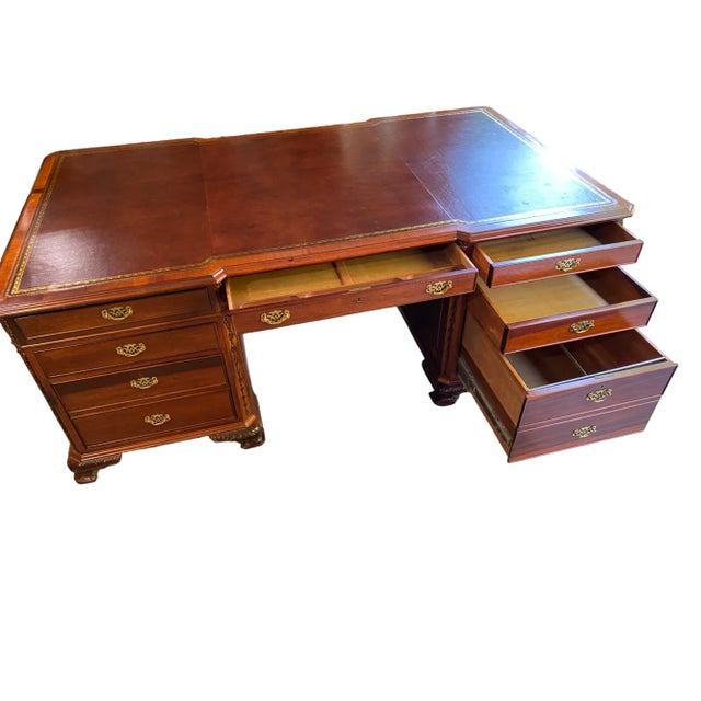 Chippendale George III Style Partner Desk For Sale - Image 3 of 12