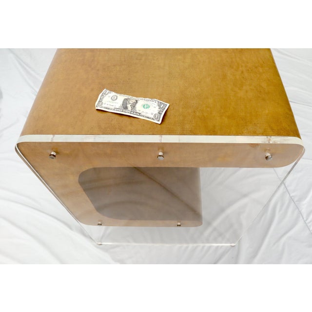 Mid 20th Century Lucite Base Faux Snake Skin Sculptural Shape One-Drawer Writing Table Desk For Sale - Image 5 of 13
