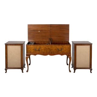 Vintage Walnut Radiogram and Stereo Speakers from Dynatron, Set of 3 For Sale