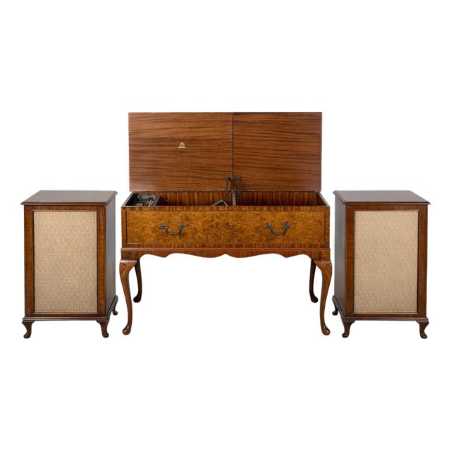 Vintage Walnut Radiogram and Stereo Speakers from Dynatron, Set of 3 For Sale