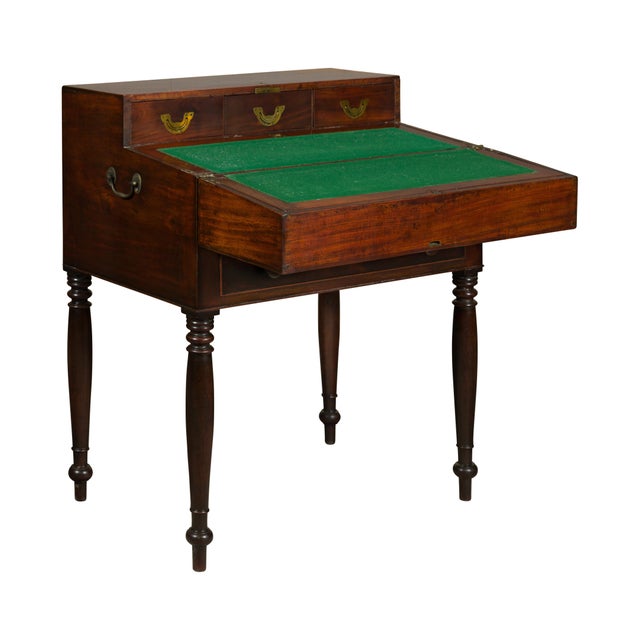 English 19th Century Campaign Mahogany Box with Unfolding Desk and Drawers For Sale In Atlanta - Image 6 of 12