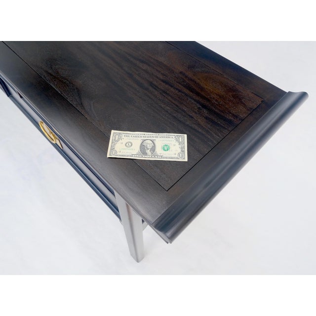 Century Furniture Black Lacquer Asian Inspired Horse Shoe Handles 5 Drawers Rolled Edges Sideboard For Sale - Image 4 of 18