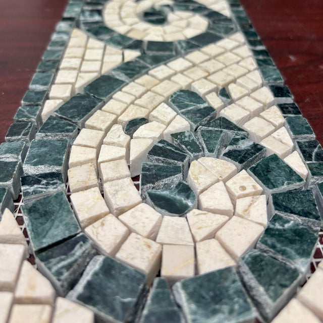 Mediterranean Verde Saltan Marble / Botticino Marble Polished Tours Decorative Mosaic Border For Sale - Image 3 of 4