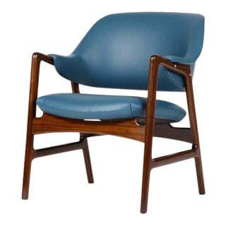 1960s Danish Modern Ingmar Relling for Westnofa Mahogany Framed Lounge Chair For Sale