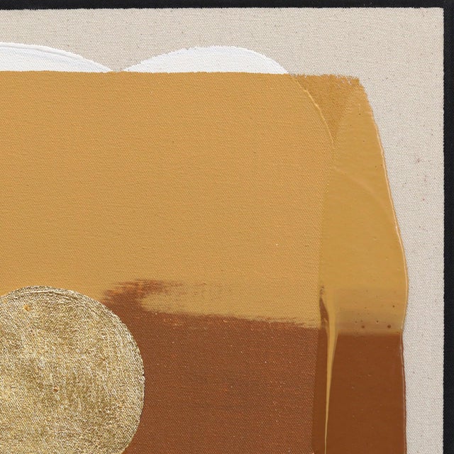 Textile Eternal Sunsets Mini: Aura - Original Warm Ochre Brown Abstract Acrylic and Gold Leaf Painting by Jason DeMeo For Sale - Image 7 of 10