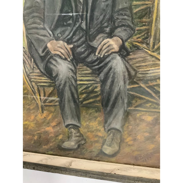 Green 1959 Vintage Pastel Portrait of a Man by E.D.Ellis For Sale - Image 8 of 12