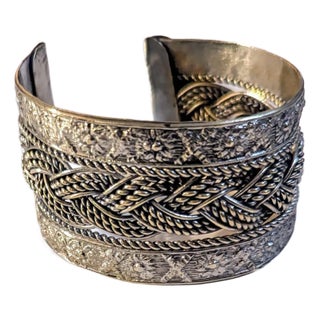 Vintage Egyptian Braided Cuff in Siver For Sale
