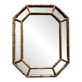 Late 20th Century Mirror Faux Bamboo Design Heavy Chinoiserie Vintage Hollywood Regency Decor For Sale