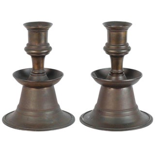 Ottoman Empire Cast Bronze Candleholders - a Pair For Sale