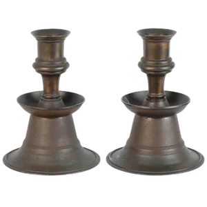 Ottoman Empire Cast Bronze Candleholders - a Pair