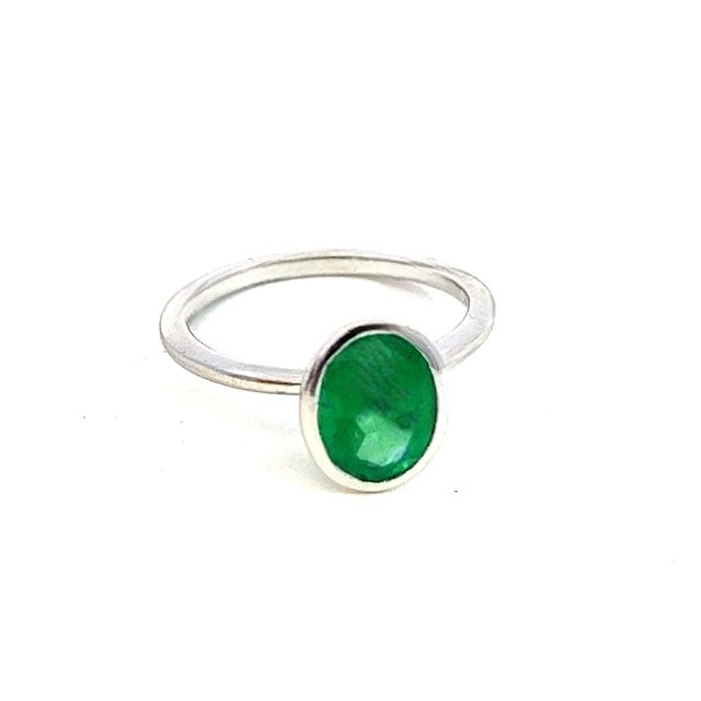 Natural Solitaire Emerald Ring Size 6.5 14k White Gold 2.5 Cts Certified For Sale In New York - Image 6 of 14