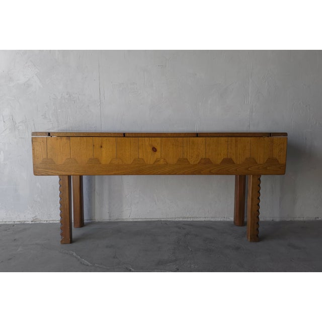 1950s 1950s European Craftsman Drop Leaf Dining Table With Sawtooth Legs For Sale - Image 5 of 12