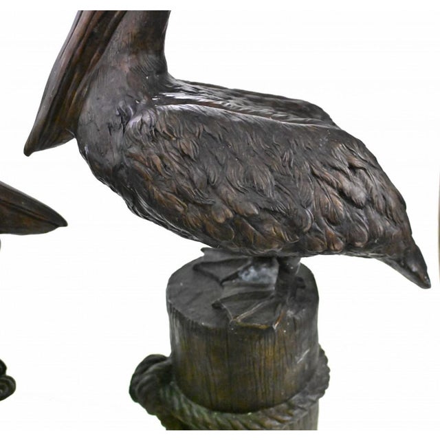 Large Bronze Pelicans Statues, Set of 2 For Sale - Image 5 of 14